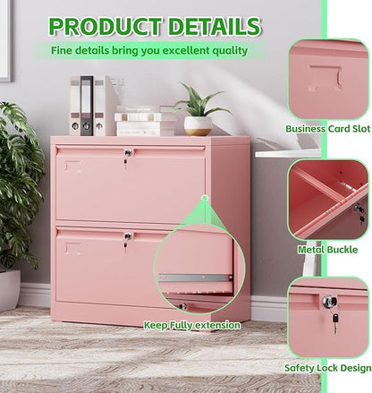 SUXXAN 2 Drawer File Cabinet, Lateral Filing Cabinet - Image 6