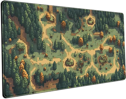 Cute Desk Pad Brown Green Forest Pixel Desk Mat Plant Mouse Pad XXL Large by LuckyCow