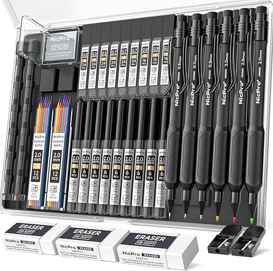 Nicpro 6PCS Weatherproof Mechanical Pencil Set, Sketching Drawing by Nicpro