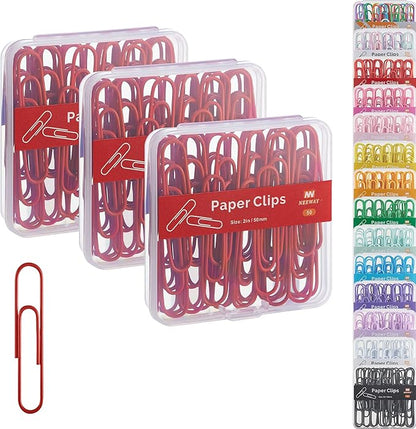 NEEWAY Colorful Large Paper Clips, 2 Inch Jumbo Paper Clips, 3 Pack of 50 by NEEWAY