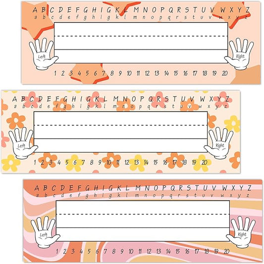 Name Tags for Students, Retro Name Plates, Groovy Name Labels for School Desks by Unknown