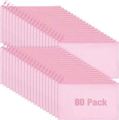 Reginary 80 Pack Canvas Zipper Makeup Bags Bulk Pencil Pouches Blank DIY Craft by Reginary
