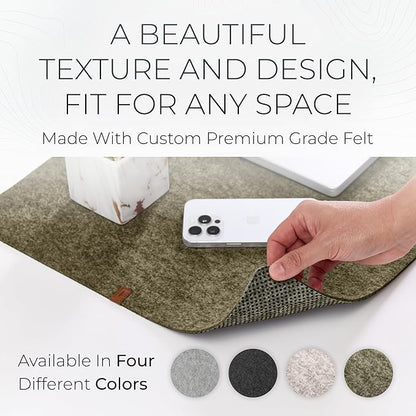 Nordik Large Felt Desk Mat – Timber Moss Green – 35 x 17 inch – Computer Desk - Image 2