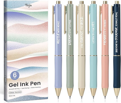 Taja Gel Pens, 0.5mm Fine Point Smooth Writing Pens by Taja