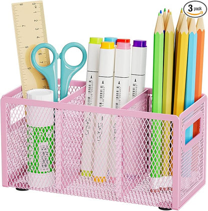 Marbrasse Mesh Pen Holder for Desk, Pencil Holder Desk Organizer 3 Adjustable by Marbrasse