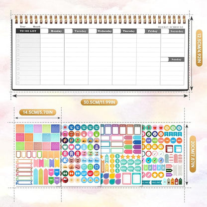 MOSA BEAR Undated Weekly Planner, 60-Week Horizontal Layout Desk Planner Daily - Image 2