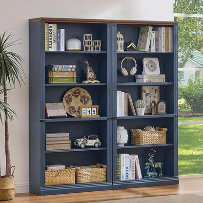 RWYHG 70" Blue Tall Bookshelf Set of 4, 5-Tier Thick Wooden Book Shelf - Image 7