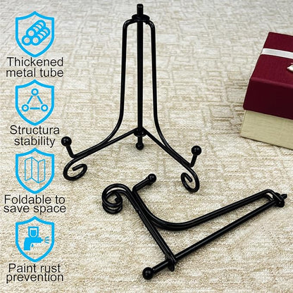 HENABLE 8PCS Premium Black Iron Plate Stands - Image 5