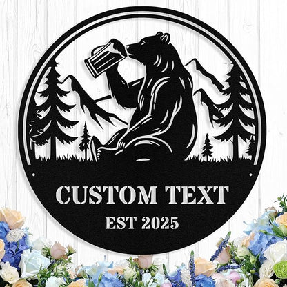 Custom Bear Metal Sign, Custom Bear Metal Wall Art Decor, Personalized Last by logo