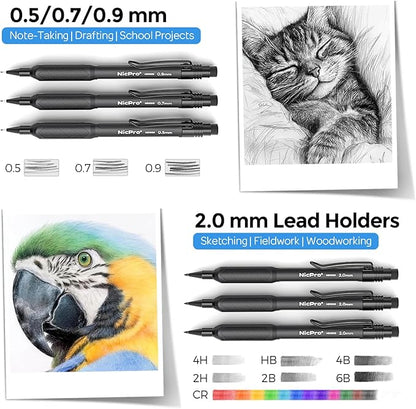 Nicpro 6PCS Weatherproof Mechanical Pencil Set, Sketching Drawing - Image 4