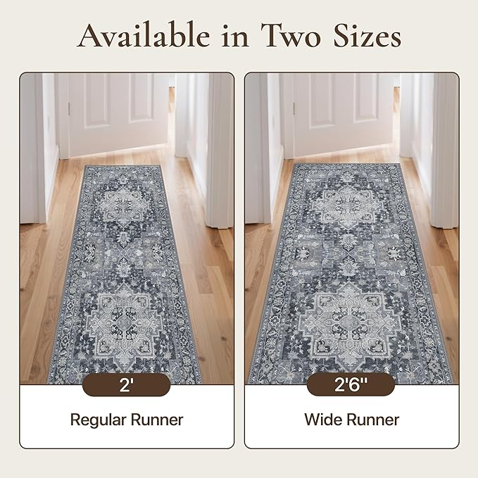 GENIMO 2'6''x8 Runner Rugs for Hallway, Machine Washable Non Slip Vintage Rugs - Image 3