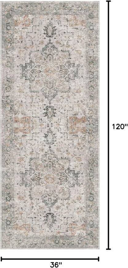 GENIMO Runner Rug 3x10, Non Slip Vintage Hallway Runner Rugs, Low Pile - Image 2