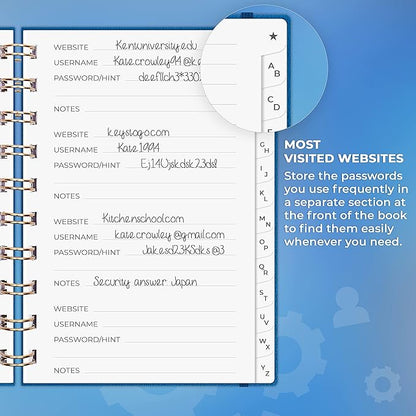 Clever Fox Password Book Spiral – Mini Internet Address & Password Organizer - Image 4