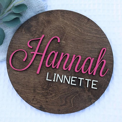 Custom Round Nusery Name Sign, Personalized 3D Baby Name Announcement Sign - Image 4