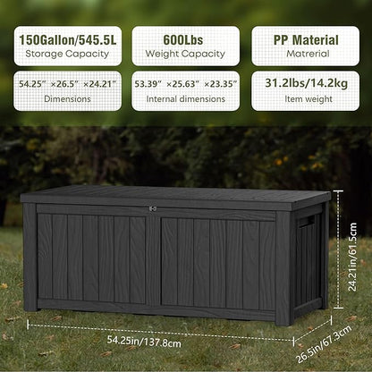 Yardgrace Extra-Large 150 Gallon Outdoor Chest Storage Waterproof - Image 3