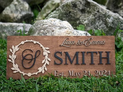 Custom Family Name Sign | Personalized Wooden Wedding Gift | Rustic Last Name - Image 5