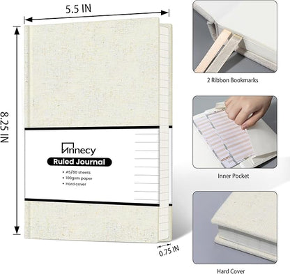 Annecy Lined Journal Notebook, Hardcover Leather Journal - Image 2