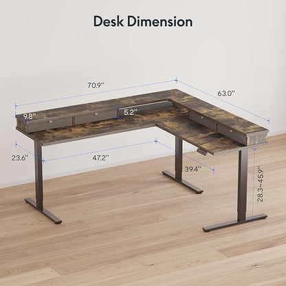 FLEXISPOT 71'' L Shaped Standing Desk Electric Corner Table - Image 3
