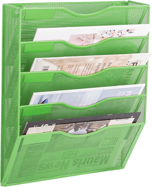 EASEPRES 5 Pocket Mesh Hanging Wall File Organizer, Wall Mounted Mail Paper by EASEPRES