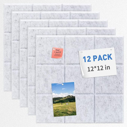Smarpau Cork Board 48"X36", 12 Pack Nine-Grid Felt Bulletin Boards, Small Pin by Smarpau