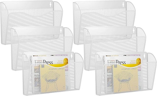GDINDINFAN 6 Single Pocket Wall File Holder, Mesh Hanging File Folder Paper by GDINDINFAN