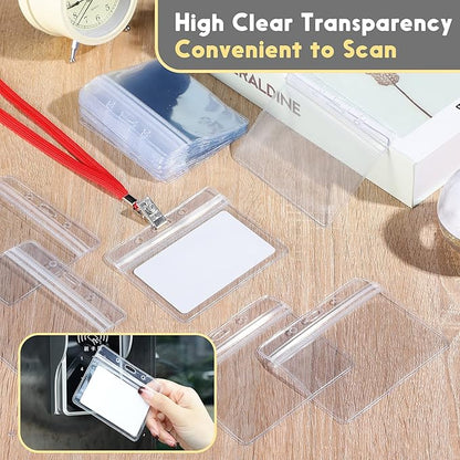 Marspark 50 Pieces Clear Plastic Horizontal Name Badge ID Card Holders - Image 6