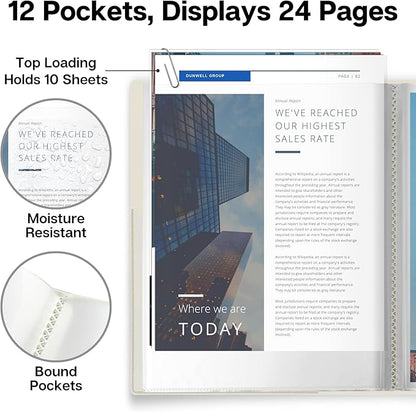 Dunwell Presentation Binder 12-Pocket, Displays 24 Pages, 8.5x11 Portfolio - Image 3