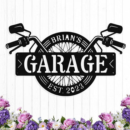 Custom Motorcycle Wheel Metal Signs Personalized Biker Name Sign Custom Garage by HengMeiZiK