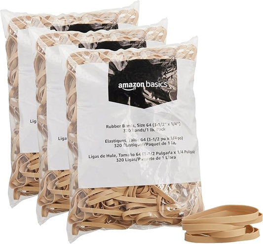 Amazon Basics Rubber Bands, Size 64, 320 Bands/1 lb Pack by AmazonBasics