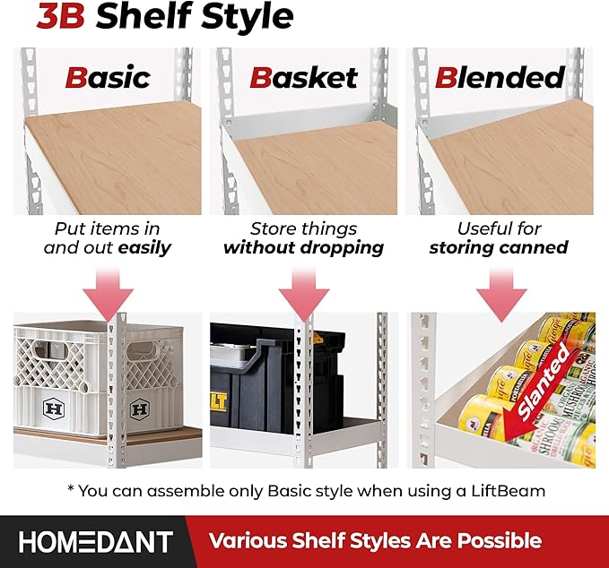 HOMEDANT 47.7" W Deep 5 Tier Heavy Duty Garage Shelving Adjustable Metal Rack - Image 4