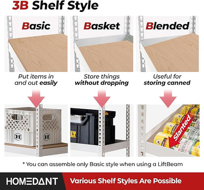 HOMEDANT 47.7" W Deep 5 Tier Heavy Duty Garage Shelving Adjustable Metal Rack - Image 4