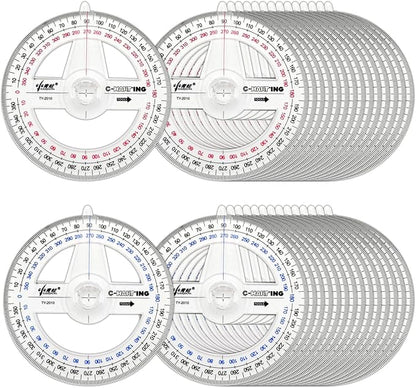 360° Protractor Pack of 30 Protactors Plastic Protractor Math Protractors Clear by LYHLYA