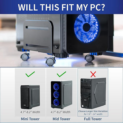 VIVO Computer Mid-Tower Case, CPU Steel Rolling Stand, Adjustable Mobile Cart - Image 2