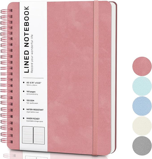 Light Red Lined Spiral Journal Notebook by ABERLLS