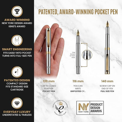 Scriveiner Silver Chrome Fountain Pen, Award Winning, Heavy Pocket Stunning - Image 4