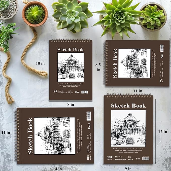 8" x 10" Sketch Book, 100 Sheets Hardcover Sketchbook, 68 lb/100gsm Drawing - Image 7