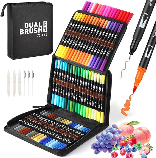 Mzh Art Coloring Pens, 72 Dual Tip Brush Markers by Unknown