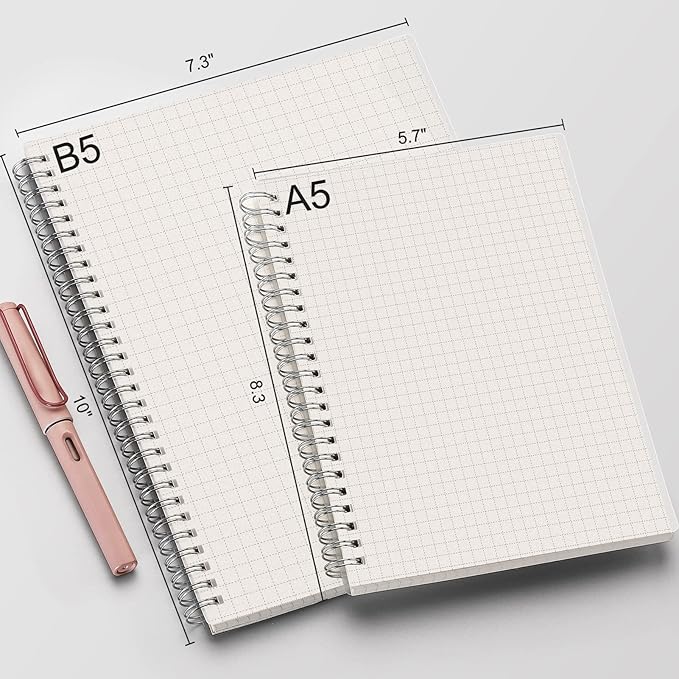 AHGXG A5 Graph Paper Notebook Spiral Spiral Journal 5.7"x 8.3", Quad Ruled - Image 4