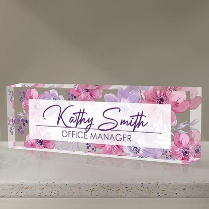 Personalized Name Plate for Desk, Custom Desk Name Plate, Acrylic Name Plate by EOBIBIFUN