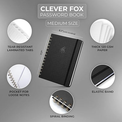 Clever Fox Password Book Spiral – Internet Address & Password Organizer - Image 2