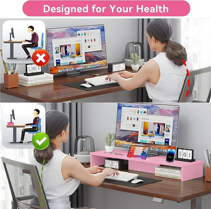 Qupui TV Riser Stand with LED Lights, 42.5in Super Large Monitor Stand with - Image 5