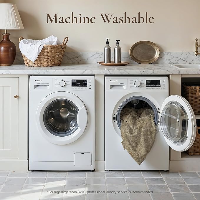 GENIMO 9x12 Area Rugs for Living Room, Machine Washable Non Slip Vintage Rugs - Image 4