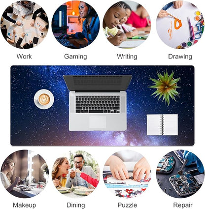 QIYI Large Desk Pad, Milky Way Mouse Pad Desktop Decor, Waterproof PU Leather - Image 7