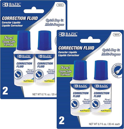 BAZIC Products Correction Fluid, Soft Bristle Brush Applicator, Instant by BAZICProducts