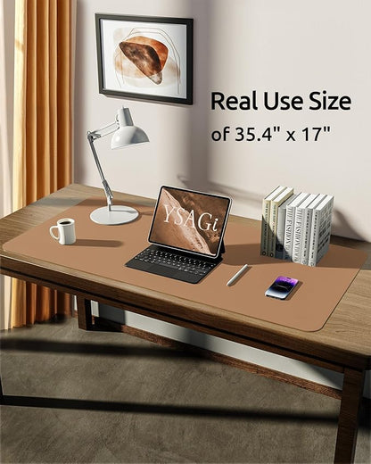 YSAGi Leather Desk Protector, Office Mat, Large Mouse Pad, Non-Slip PU Leather - Image 5