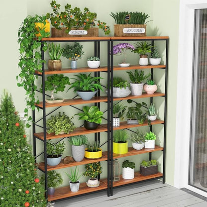 Himimi 6 Tier Industrial Bookshelf, Vintage Standing Storage Shelf, Display - Image 5