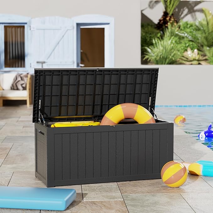 Decksplore 270 Gallon Outdoor Storage Box Waterproof Lockable Resin Deck Box - Image 5
