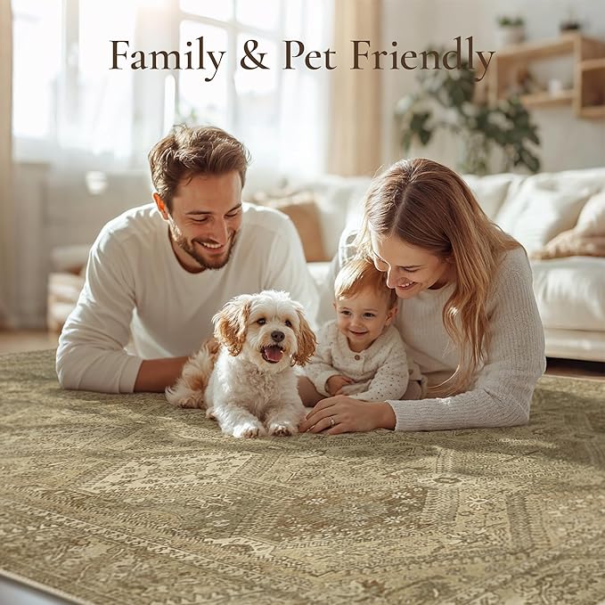 GENIMO 3x5 Area Rugs for Living Room, Machine Washable Non Slip Vintage Rugs - Image 7