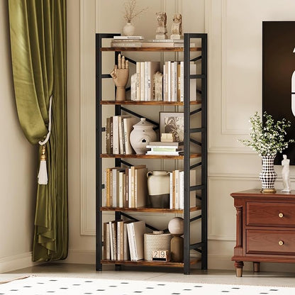 Organization and Storage, 5 Tier Bookshelf, Tall Bookcase - Image 2