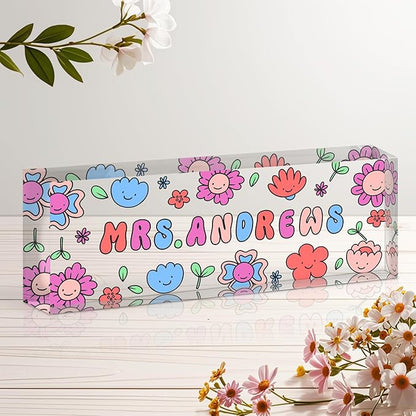 Personalized Name Plate for Desk, Custom Acrylic Desk Name Sign, Office by Unknown